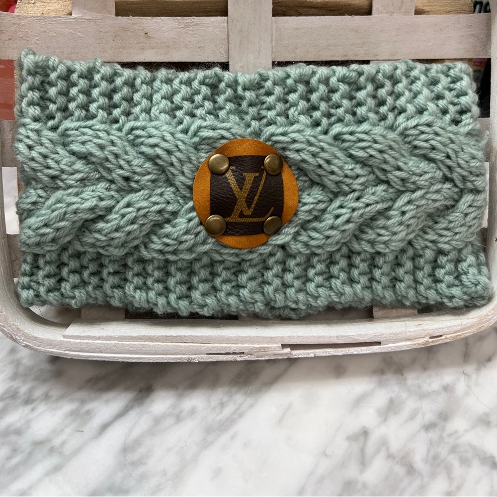 Ladies emblem knit headband, luxury, warm cozy christmas gift, trendy teen girl
